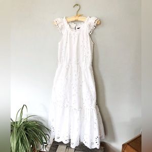J. Crew | white embroidered pom pom maxi dress